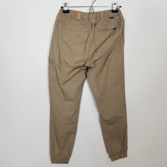 prAna Women Double Peak Joggers Pants Sz 4 Beige Organic Cotton Elastic Waist - Picture 4 of 11
